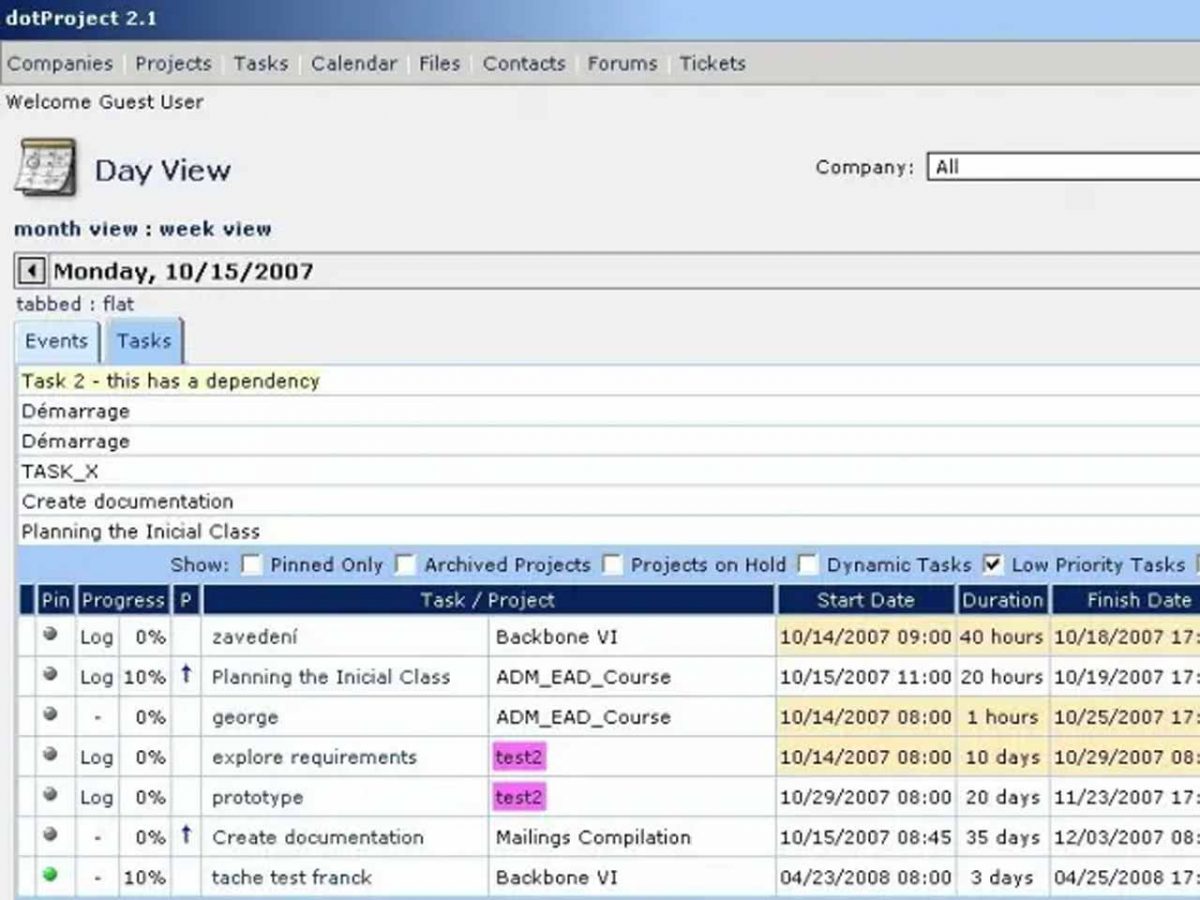 Projektmanagement Freeware dotProject - Projektmanagement Freeware