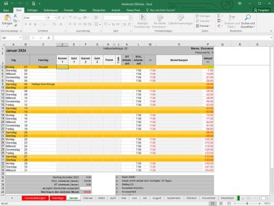 Zeiterfassung Excel Vorlage 2024 kostenlos - Projektmanagement Freeware